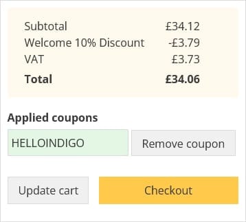 Screenshot of the Indigo Herbs discount code working