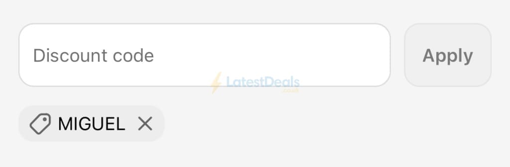 Screenshot of the Hamdah London UK discount code working