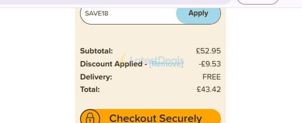 Screenshot of the The Cornish Hamper Store discount code working