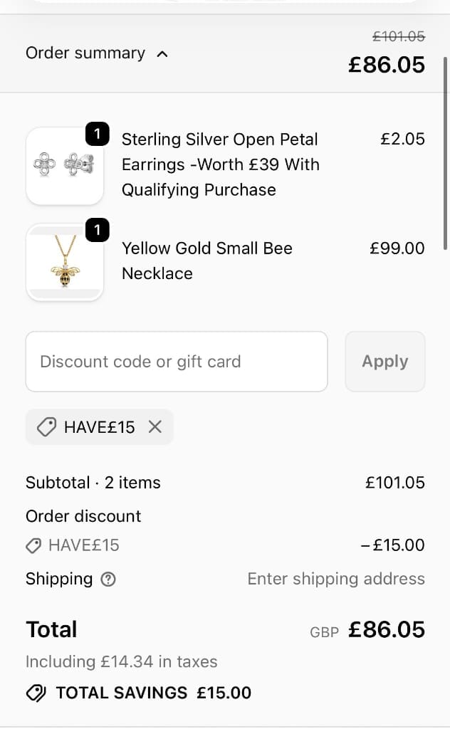 Screenshot of the Jools by Jenny Brown discount code working