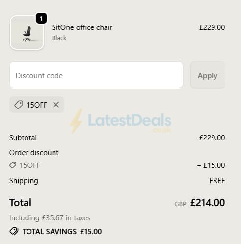 Screenshot of the Desktronic discount code working