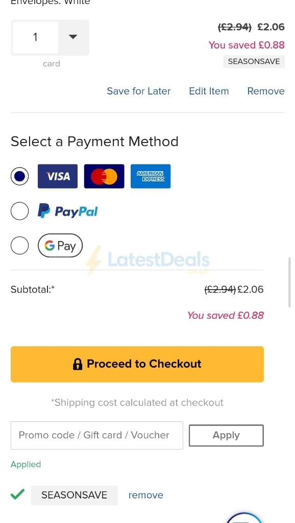 Screenshot of the Zazzle discount code working