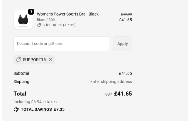 Screenshot of the Runderwear discount code working