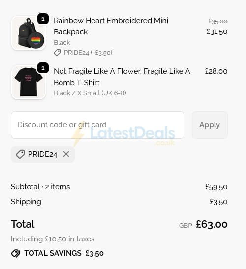 Screenshot of the The Spark Company discount code working