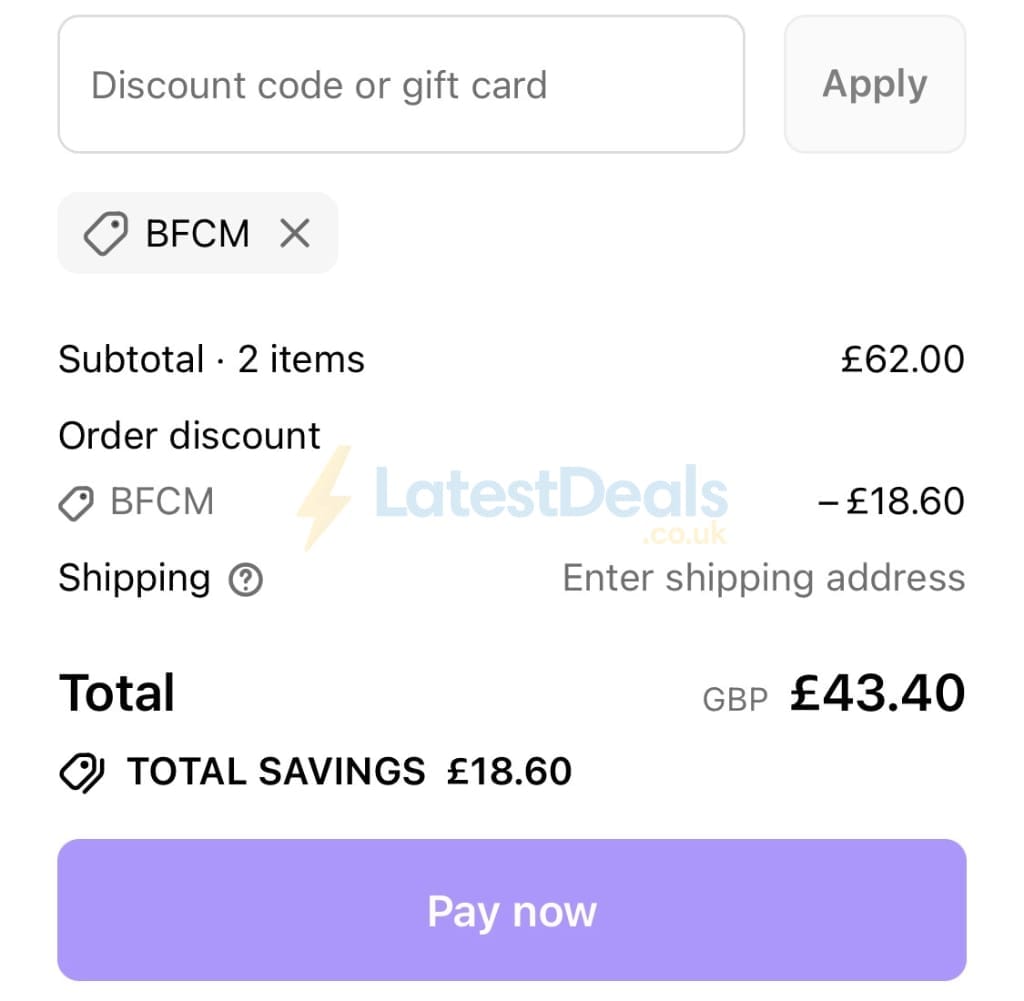 Screenshot of the Fanjoy discount code working
