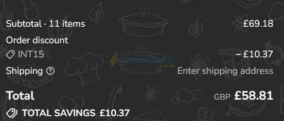 Screenshot of the Chunk Pies & Pasties of Devon discount code working