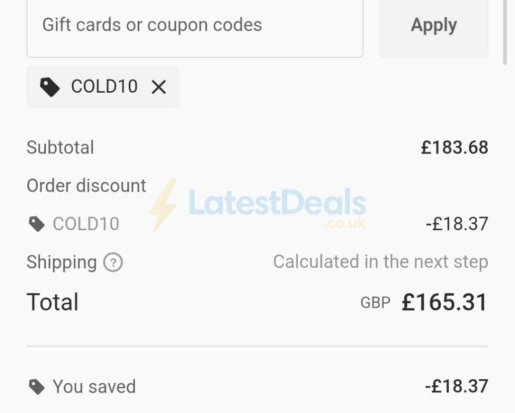 Screenshot of the Soufeel discount code working