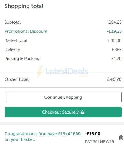 Screenshot of the Iceland discount code working