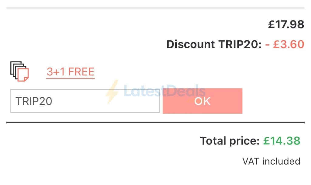 Screenshot of the UKposters discount code working