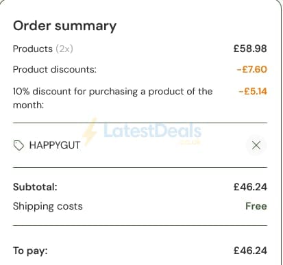 Screenshot of the VitaminExpress discount code working