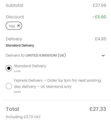 Screenshot of the TumbleTots discount code working