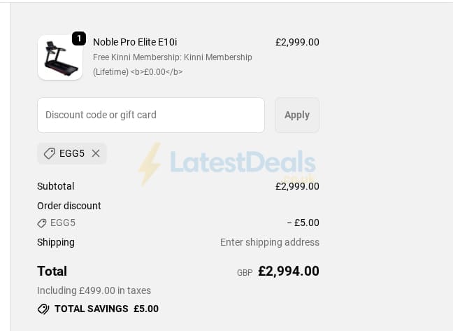 Screenshot of the Best Gym Equipment discount code working