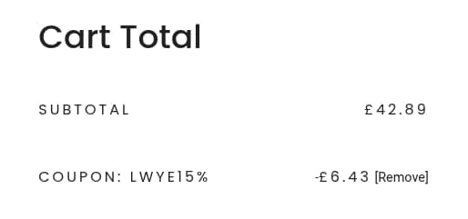 Screenshot of the Love What You Eat discount code working