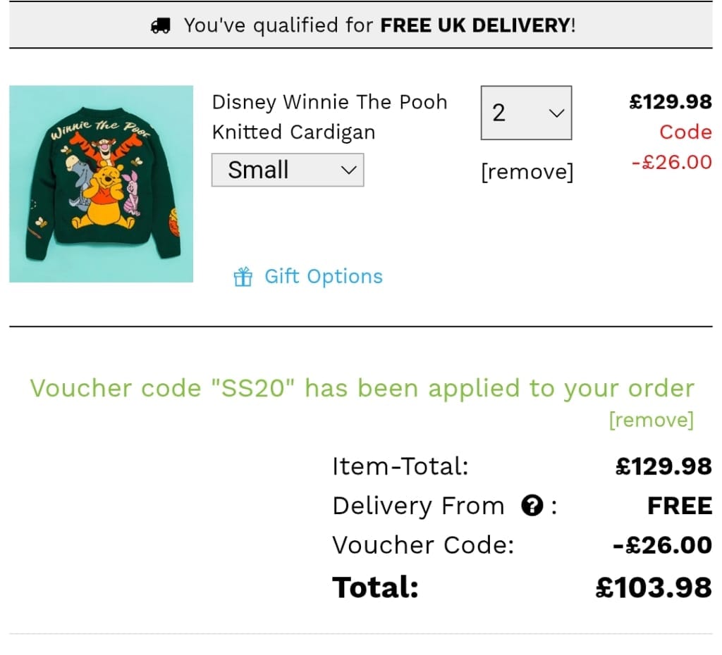 Screenshot of the TruffleShuffle discount code working