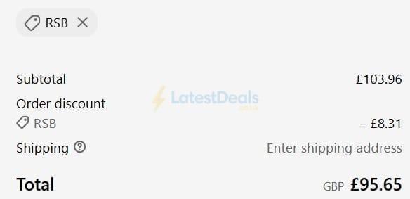Screenshot of the Bathroom Deco discount code working