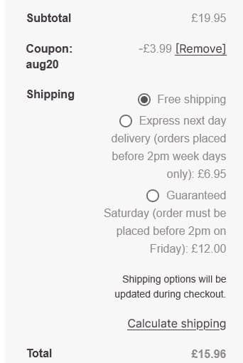 Screenshot of the Martha Jackson discount code working