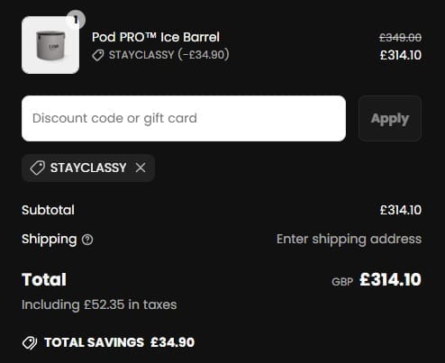 Screenshot of the Lumi Therapy discount code working