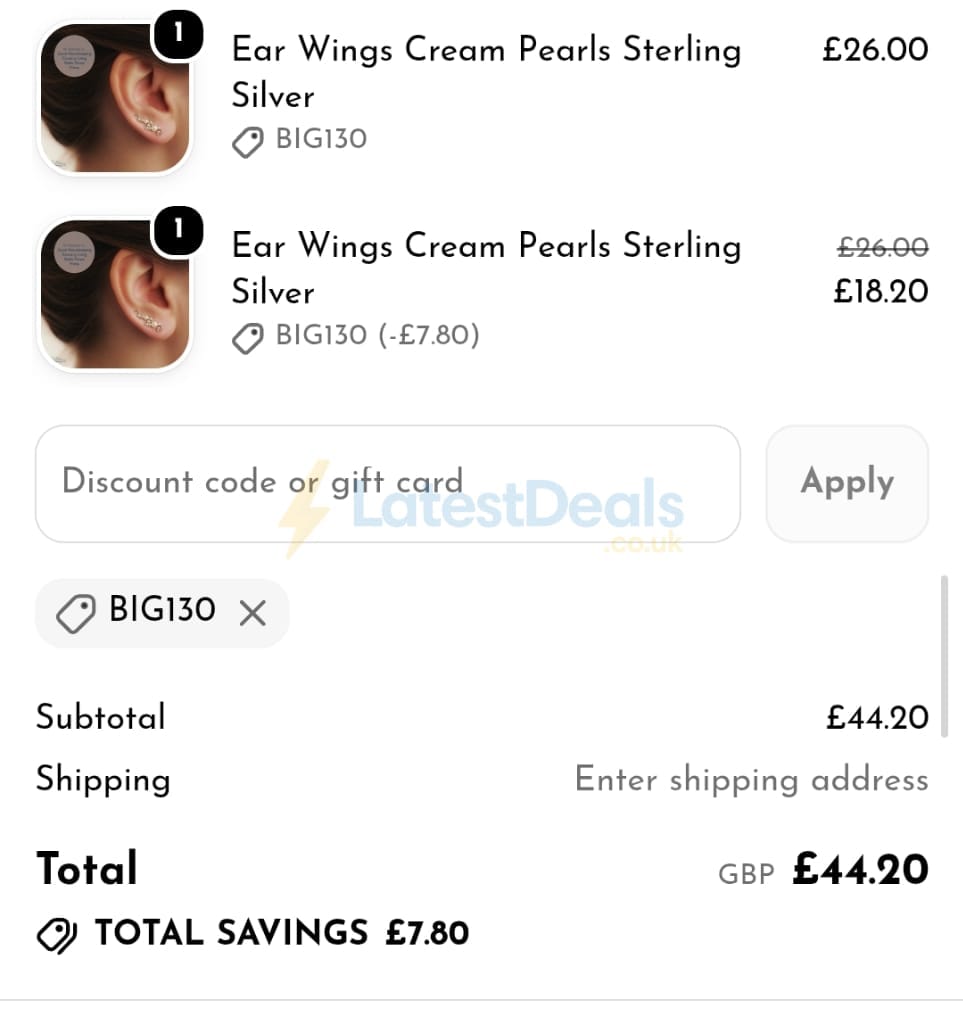 Screenshot of the Potter & Mooch discount code working