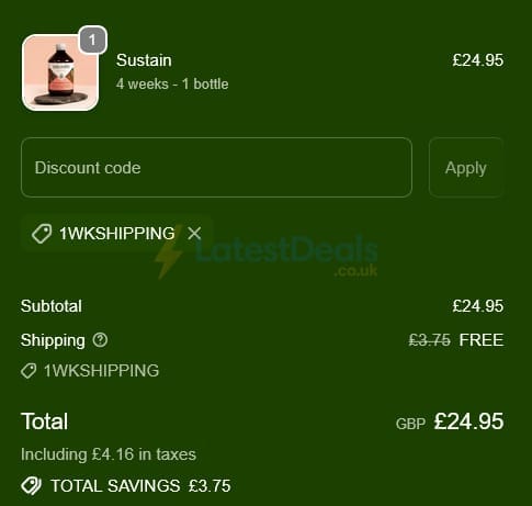 Screenshot of the Microbz discount code working