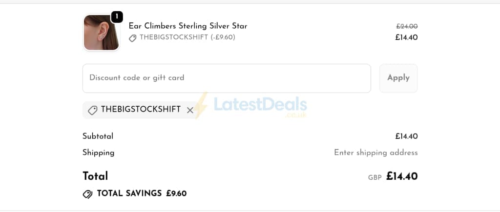 Screenshot of the Potter & Mooch discount code working