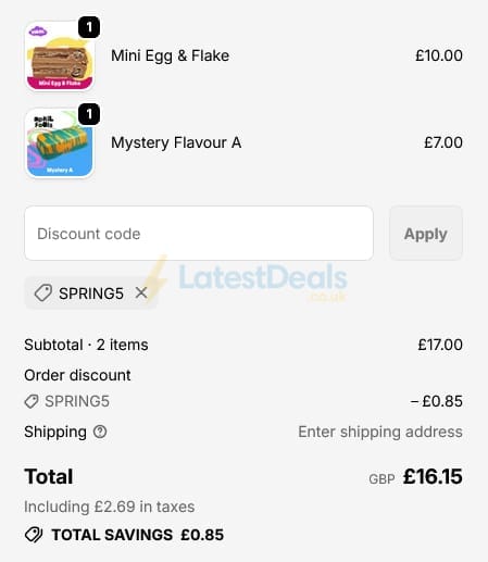 Screenshot of the The Finest Fudge Co. discount code working