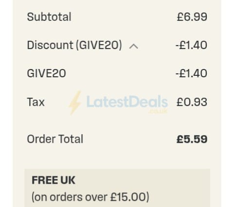 Screenshot of the Totally Wicked discount code working