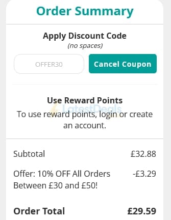 Screenshot of the Love Garden Birds discount code working