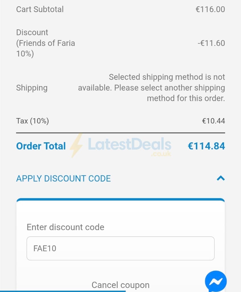 Screenshot of the lens.me discount code working