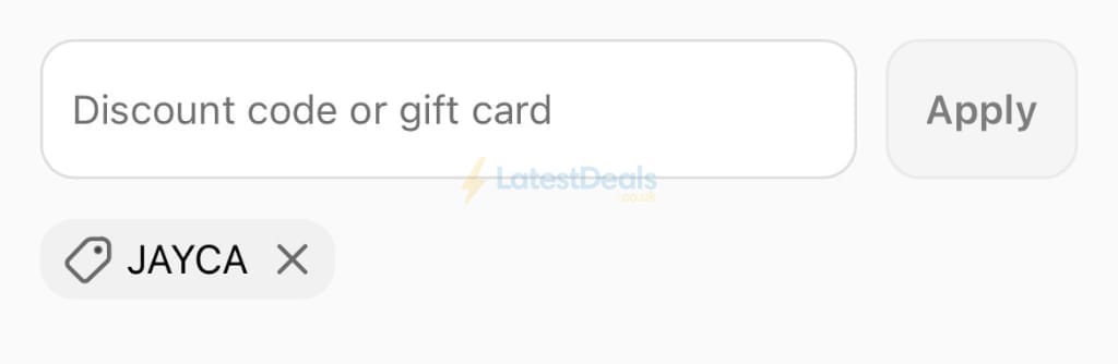 Screenshot of the Toyl discount code working