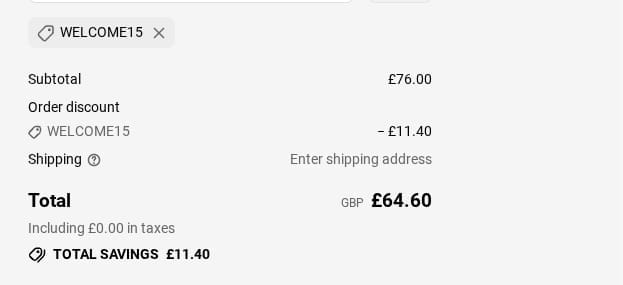 Screenshot of the Je Joue discount code working