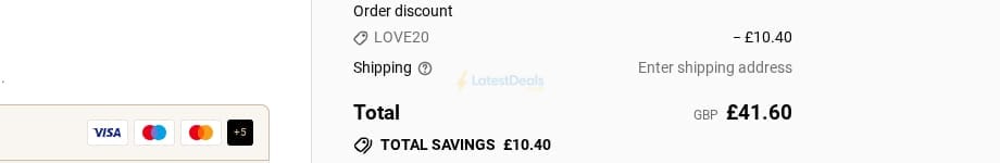 Screenshot of the Prya discount code working
