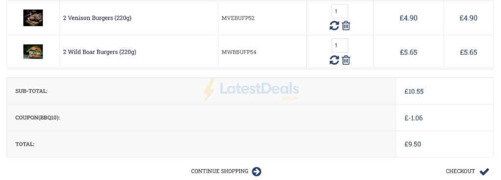 Screenshot of the Rendalls Online Butcher discount code working