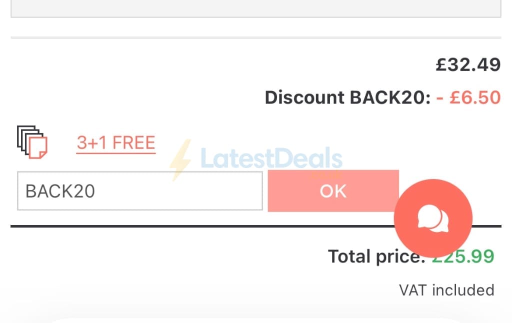 Screenshot of the UKposters discount code working