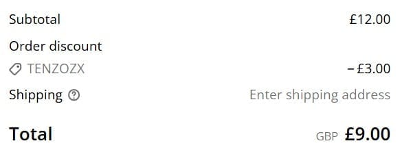 Screenshot of the Tenzo Tea discount code working