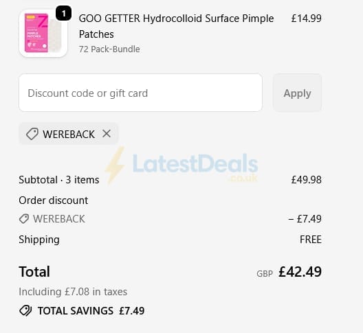 Screenshot of the Zitsticka discount code working