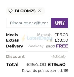 Screenshot of the Planty discount code working