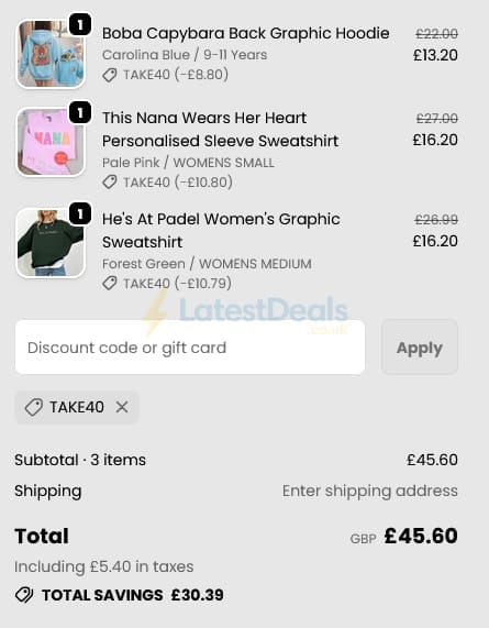 Screenshot of the My Rocking Kids discount code working