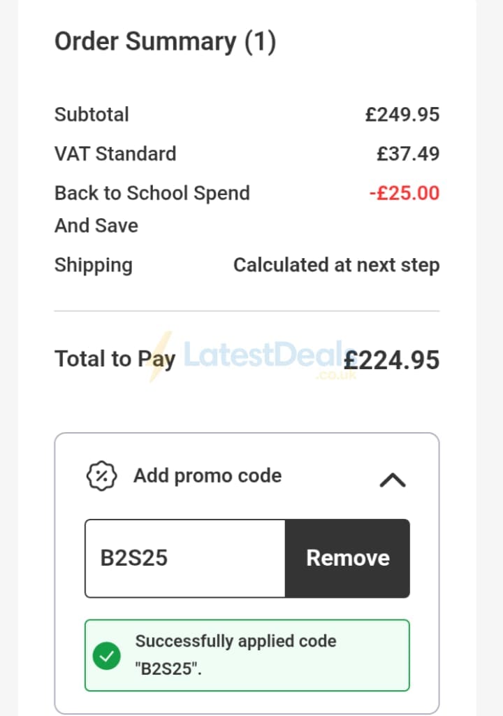 Screenshot of the Skatehut discount code working