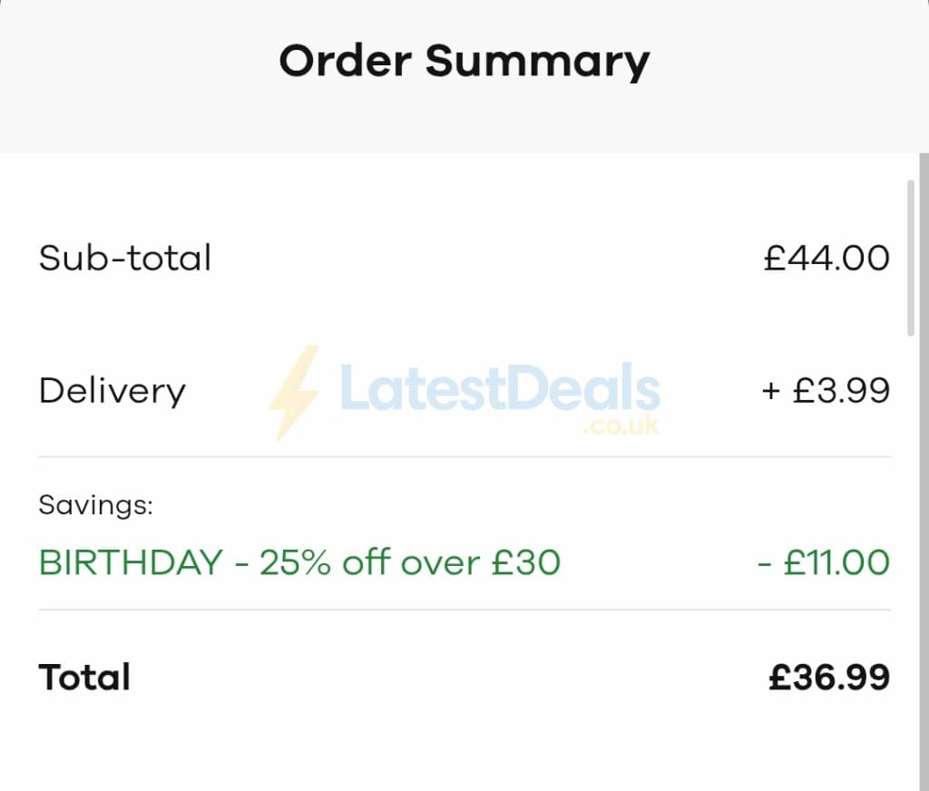 Screenshot of the JD Williams discount code working