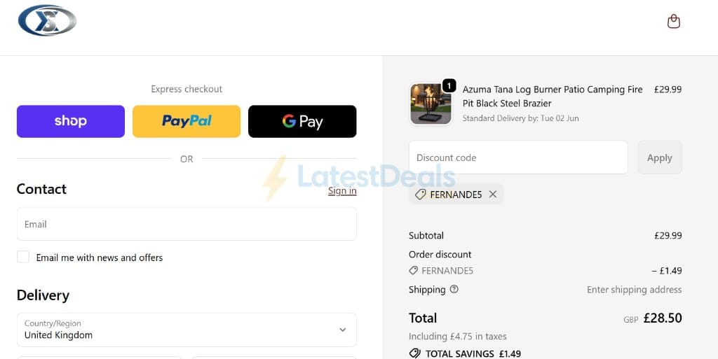 Screenshot of the XS-Stock discount code working