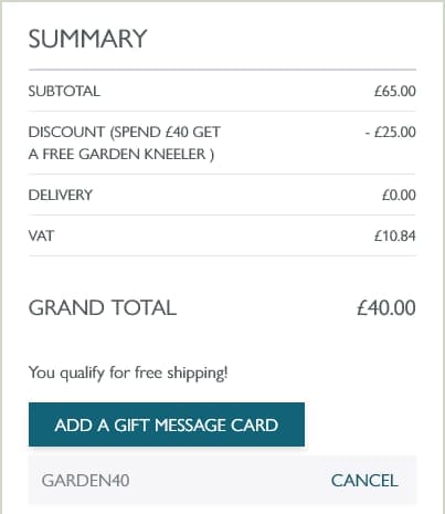 Screenshot of the Wrendale Designs discount code working