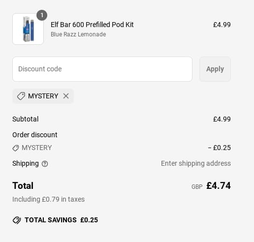 Screenshot of the Greyhaze discount code working