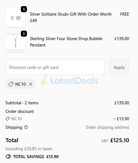 Screenshot of the Jools by Jenny Brown discount code working