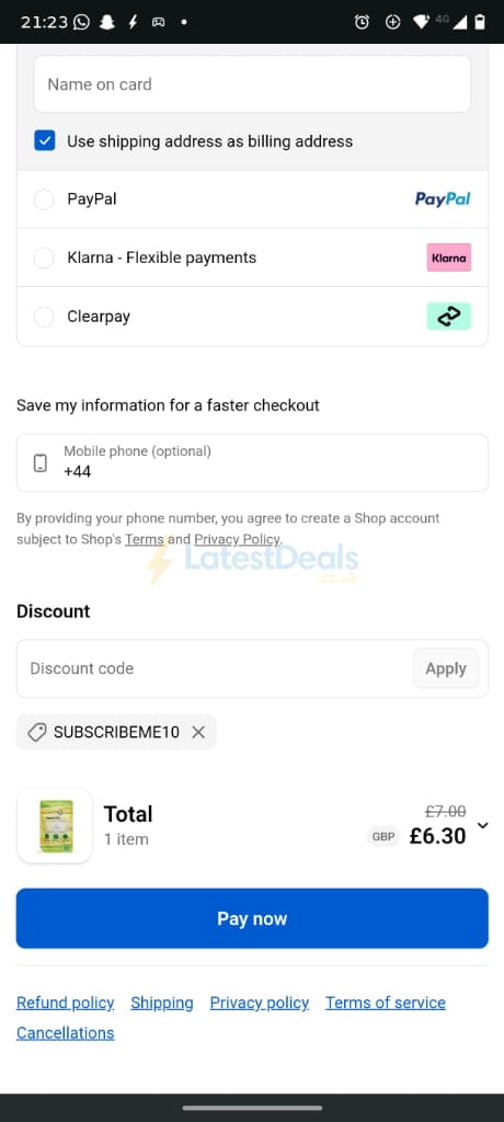 Screenshot of the SunVit-D3 discount code working