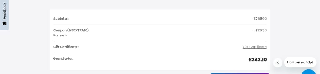 Screenshot of the Nextbase discount code working