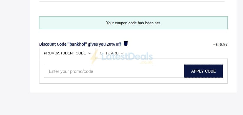 Screenshot of the Superga discount code working