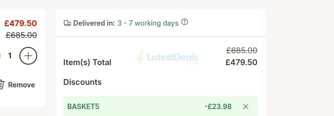 Screenshot of the Emma discount code working