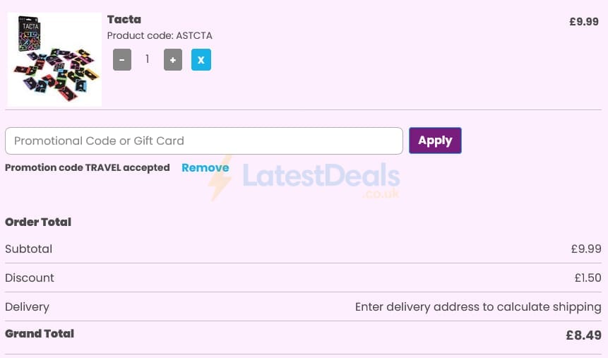 Screenshot of the Happy Puzzle discount code working