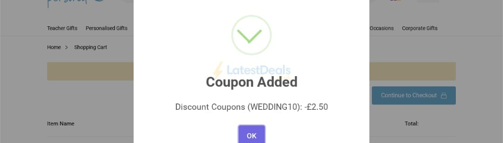 Screenshot of the Keep It Personal discount code working