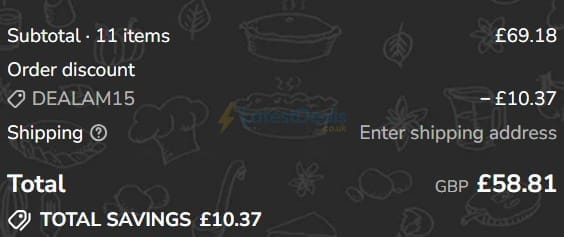 Screenshot of the Chunk Pies & Pasties of Devon discount code working